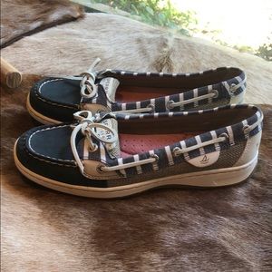 Navy and white striped Angelfish boat shoe